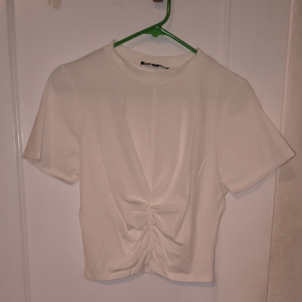 Lulu's | Ivory Gathered Short Sleeve Tee